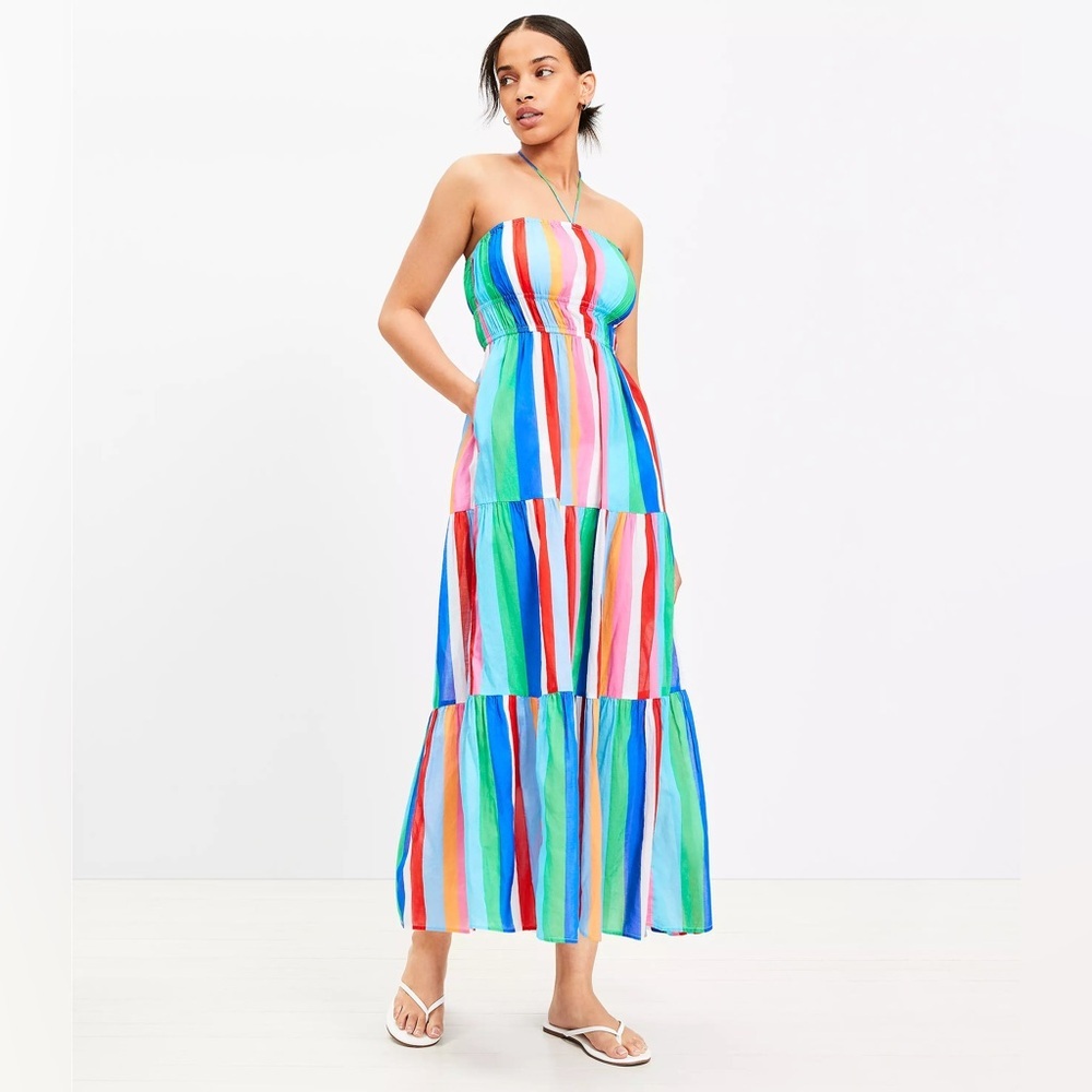 LOFT Beach Halter‎ Maxi Swimsuit Coverup Pocket Dress size large